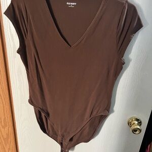 Old Navy Women's Chocolate Brown V-Neck Bodysuit